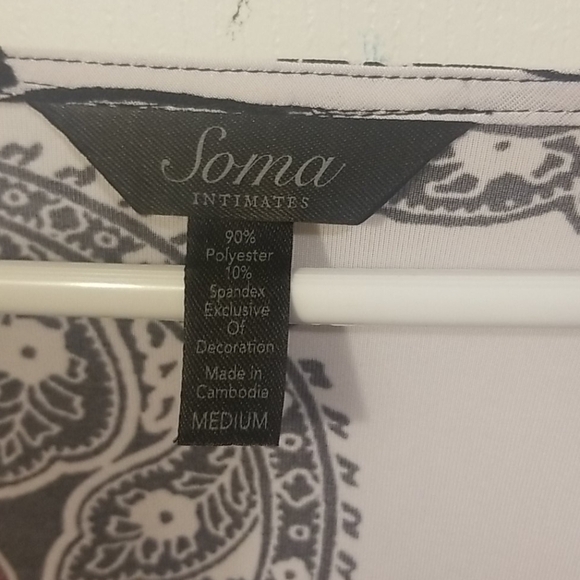 SOMA: BLACK WHITE RED DESIGNED DRESS SIZE M - Picture 2 of 6